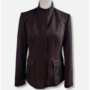 Portfolio Louben Canada Black Zip Front Herringbone Jacket Size 4 Front Pockets